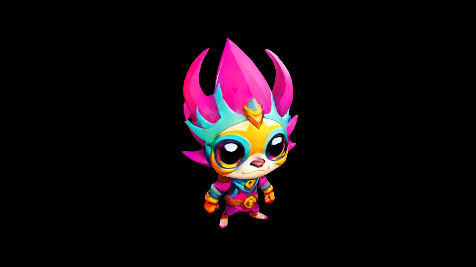 A colorful creature with pink and purple hair, b - Download Free 3D ...