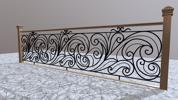 Custom panel wrought iron  balustrade 3D Model