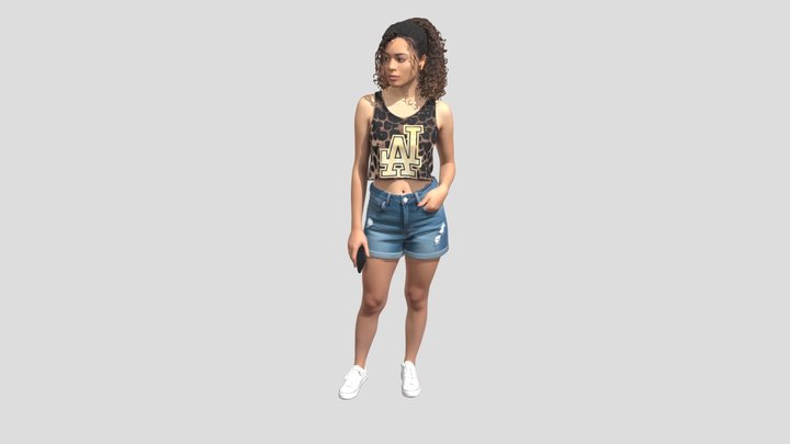 Leopard Print LA Crop Top and Denim Shorts – Modelo 3D gratuito STL
