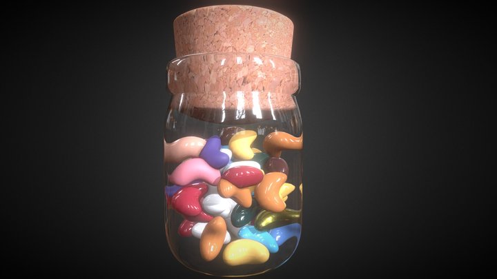 Jar with magic beans 3D Model