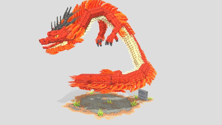 Red Wind Serpent - Animated Blockbench File 3D Model