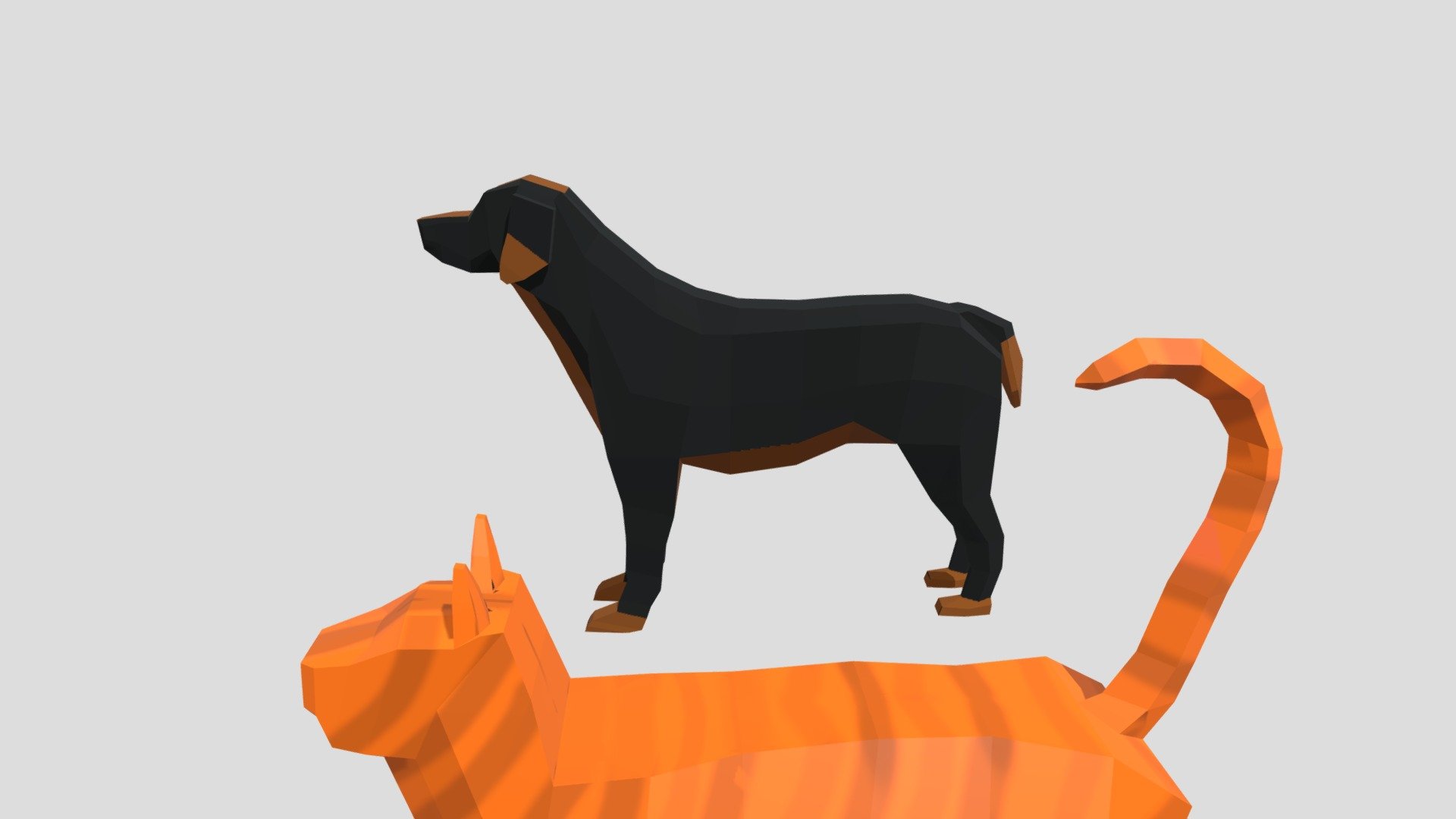 Low Poly Dog & Cat
