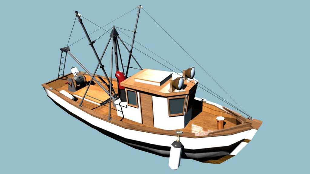 Stylized trawler (fishing boat - 3D model by terentiy (@terentiy