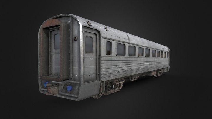 Old Amtrak Coach Car 3D Model
