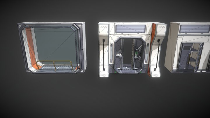Unity 2018 : 3D Scifi Kit Vol 3 Wall prefab 01 3D Model