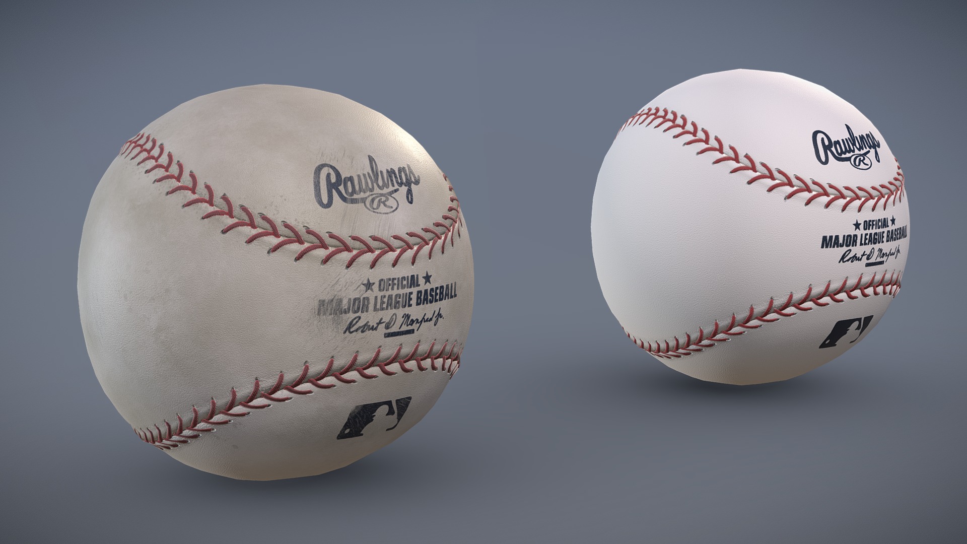 3D model Rawlings Baseball – Clean & Dirty Variants - This is a 3D model of the Rawlings Baseball - Clean & Dirty Variants. The 3D model is about a couple of baseballs.