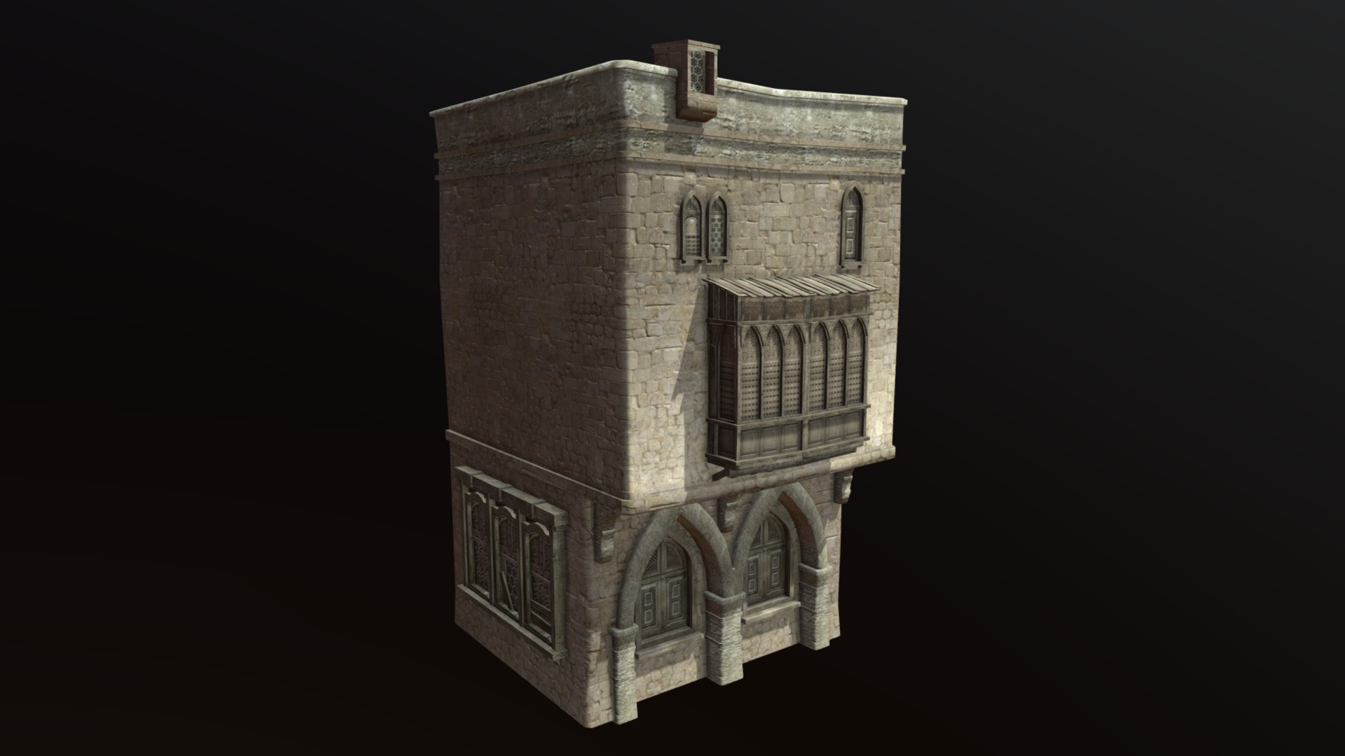 3D model Old house. Tavern - This is a 3D model of the Old house. Tavern. The 3D model is about a building with a tower.