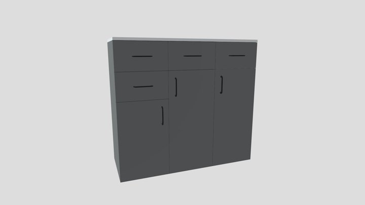 Low-Poly Modern Kitchen Cabinet – Free 3D Model STL