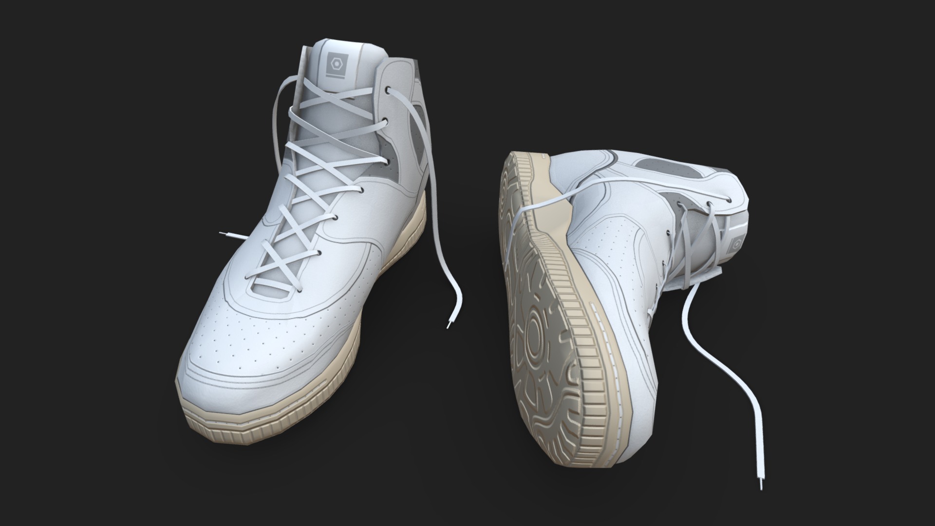 3D model White Sneakers - This is a 3D model of the White Sneakers. The 3D model is about a pair of white sneakers.