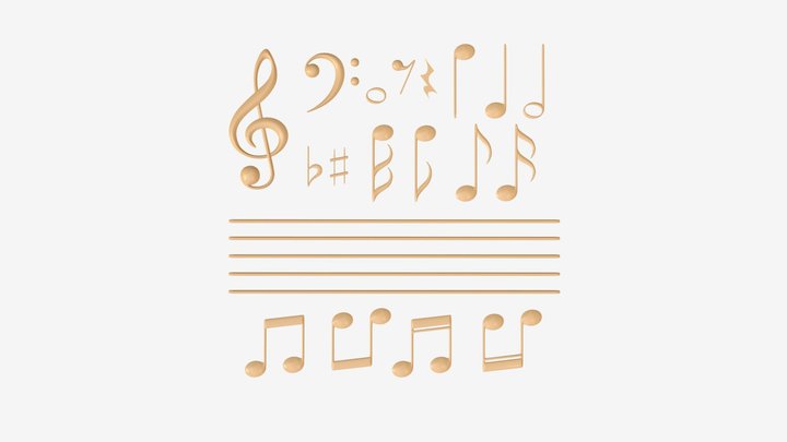 Music notation symbols 3D Model
