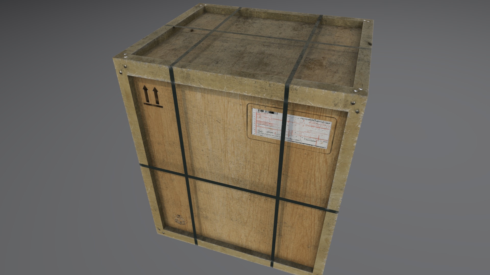 3D model Wooden cargo crate 9 - This is a 3D model of the Wooden cargo crate 9. The 3D model is about a wooden box with a sign on it.
