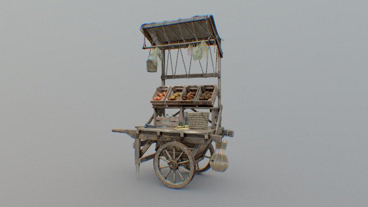 Medieval Market Cart 3D Model