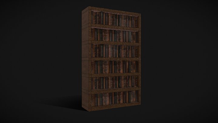 Bookshelf Low Poly 3D Model