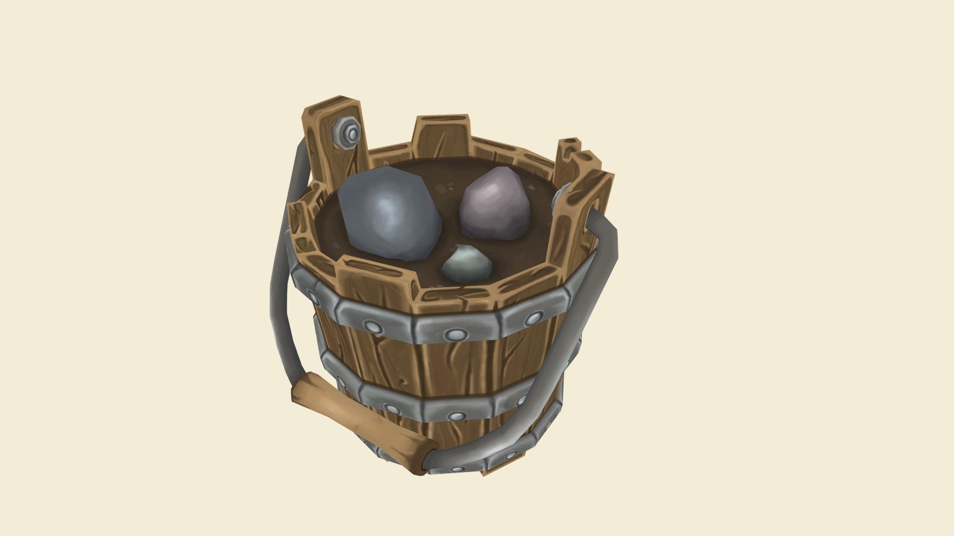 Handpainted Bucket of Rocks