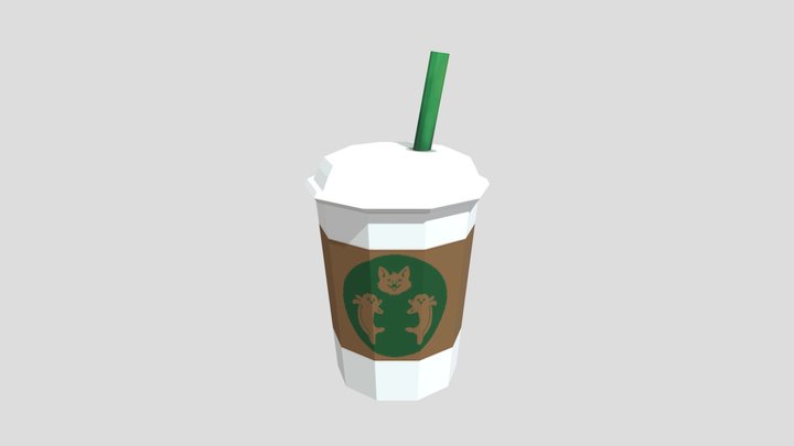 Paper coffee cup with straw 3D Model