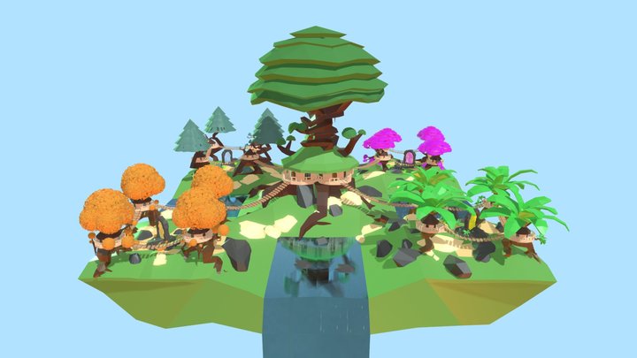 Elven Tree House 3D World 3D Model