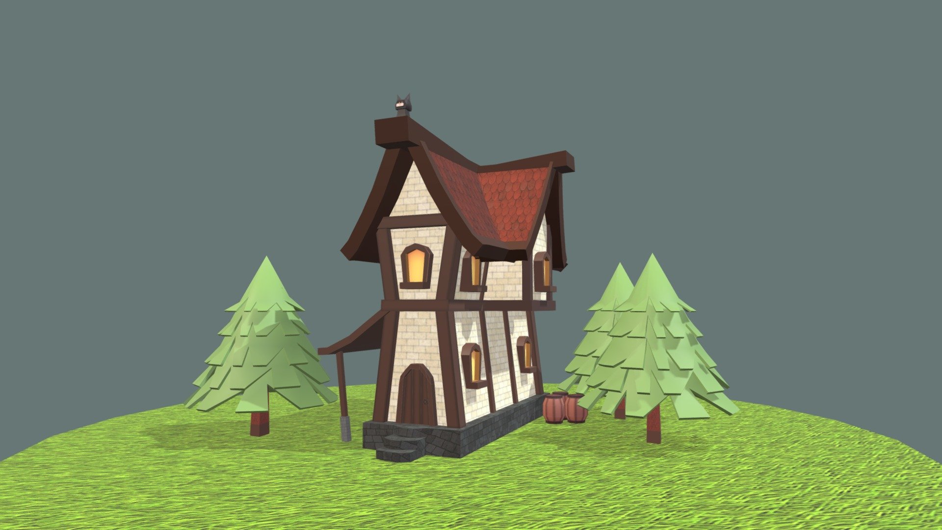 stylized house - 3D model by shipykocomputer (@nattawara.s) [87fcc11 ...