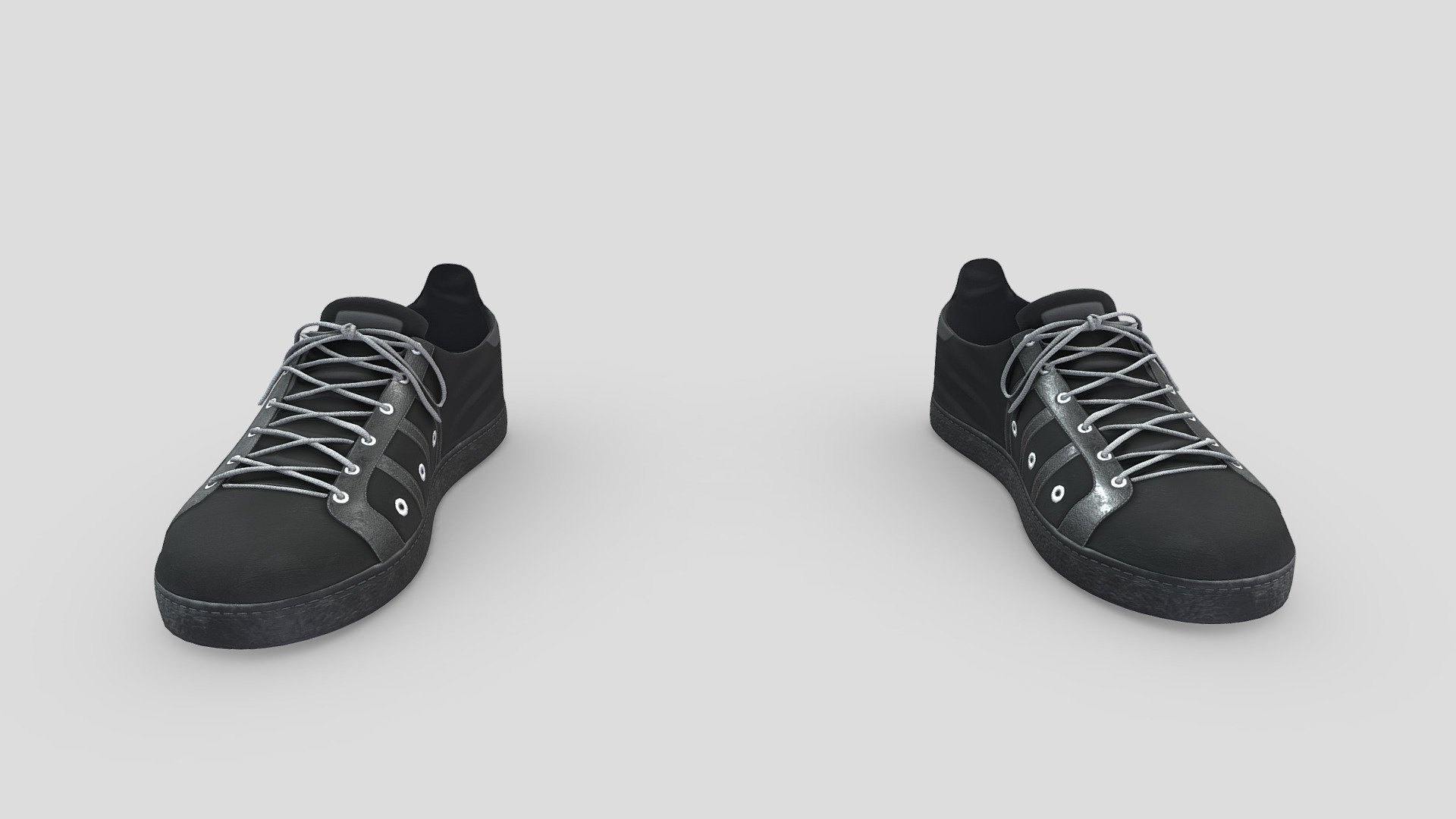 Black Lace Up Sneakers - Buy Royalty Free 3D model by 3dia [87ff82f ...