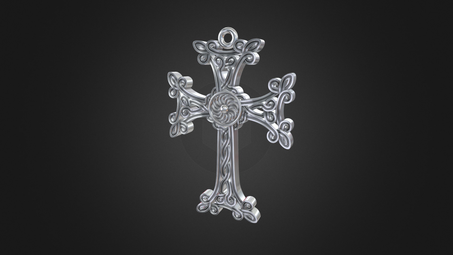 3D model 1042 – Cross - This is a 3D model of the 1042 - Cross. The 3D model is about a gold and silver cross.