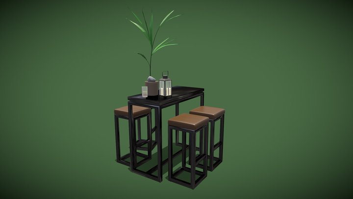 Bar Stool and Table 3D Model
