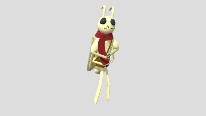 Depressed Moth Character 3D Model