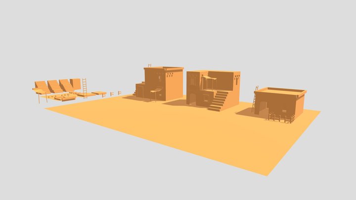 Small village in the desert 3D Model