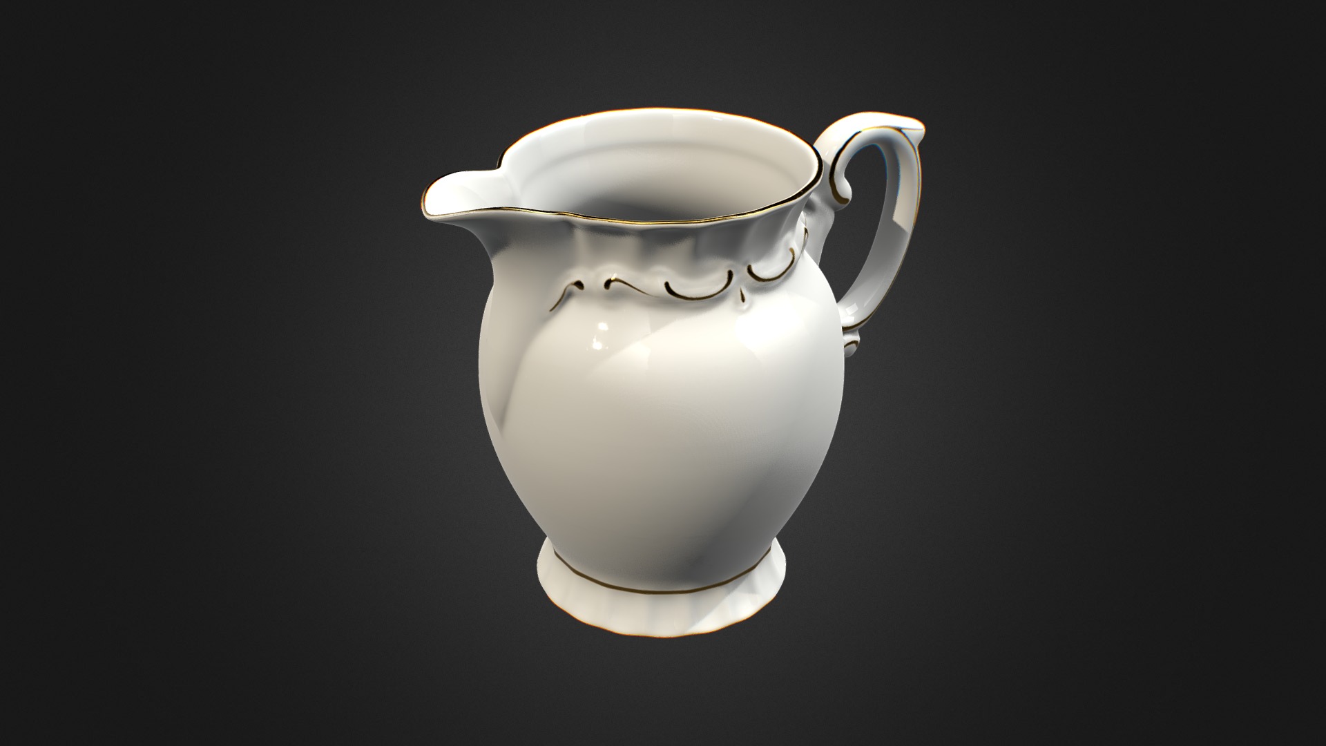 3D model milk jug - This is a 3D model of the milk jug. The 3D model is about a white teapot with a handle.