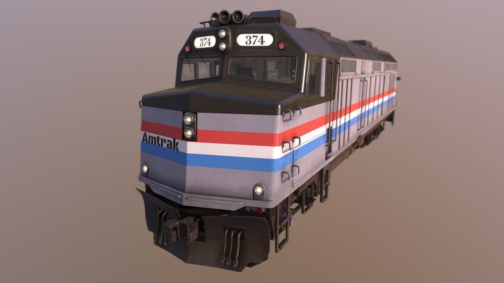 Realistic Train HQ 3D Model