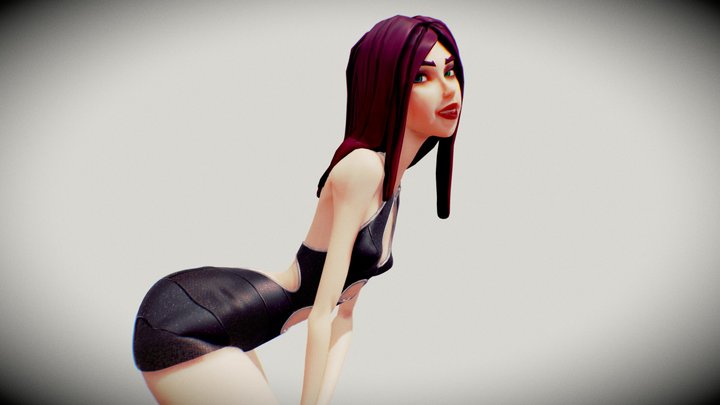 Girl in Sexy Dress 3D Model