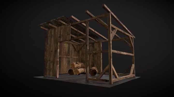 Wiata na drewno 3D Model