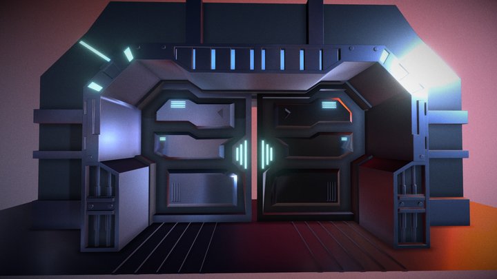 Opening Sci fi Tech Gate spaceship 3D Model