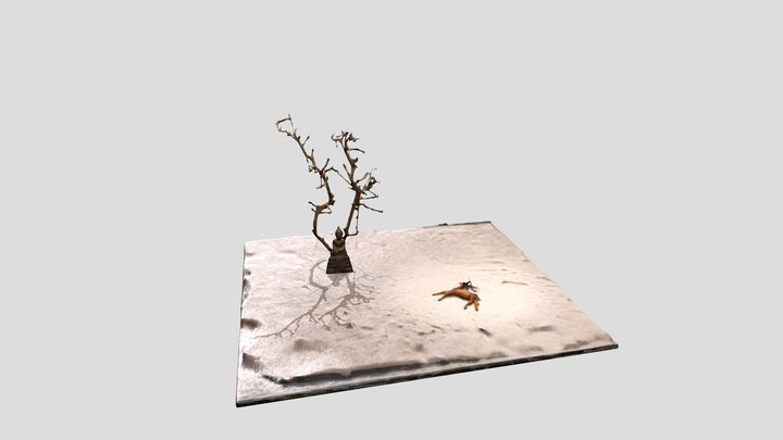 A deer and a tree 3D Model