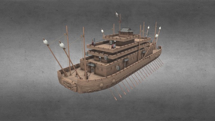 隋代五牙戰船 3D Model