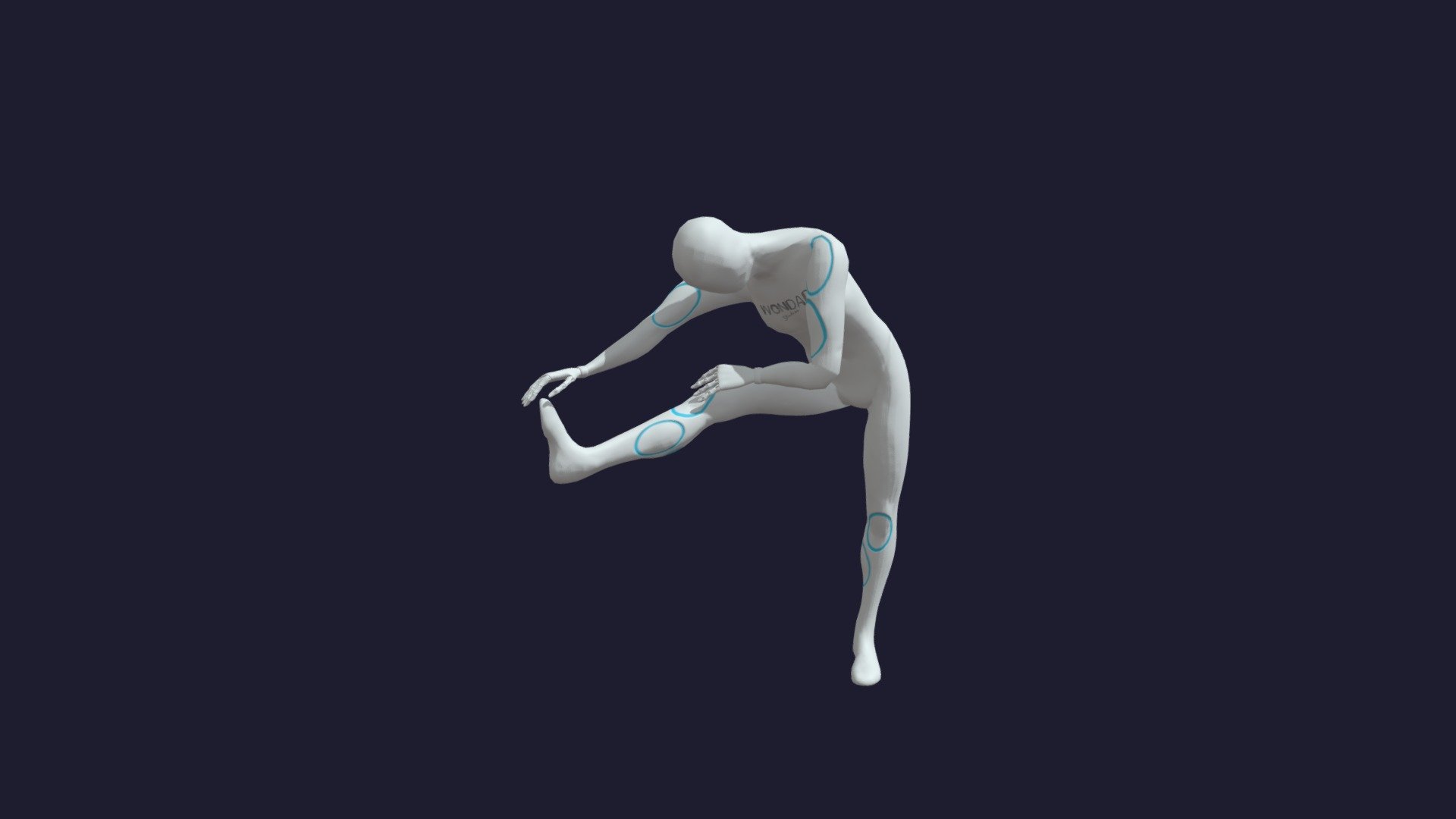 Stretching right leg — Sketchfab embed 3D viewer