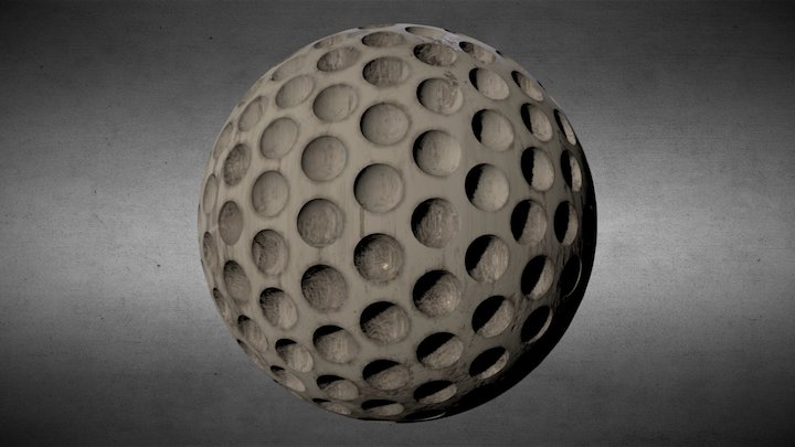 An used Golf Ball based on an Icosahedron 3D Model