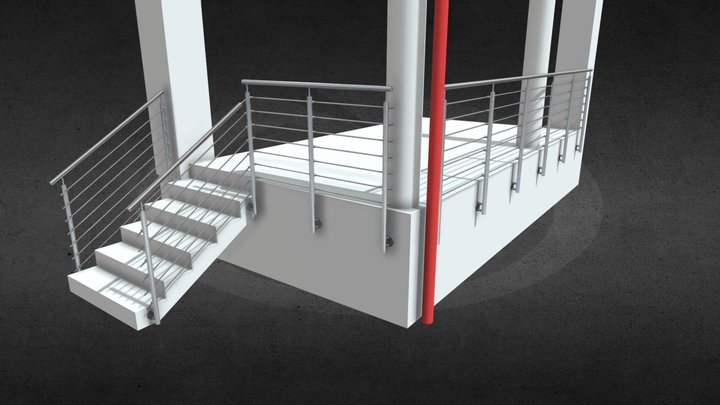Rozsdamentes korlát 3D Model
