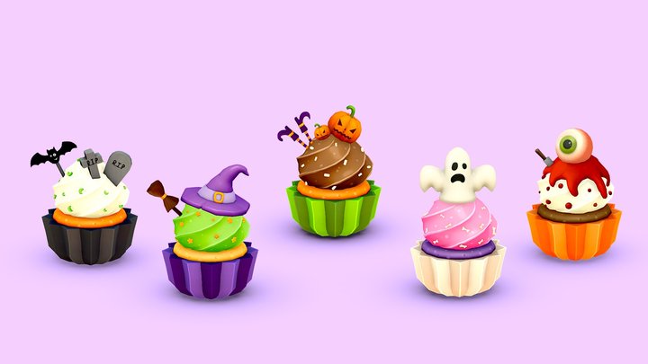 Halloween Cupcakes 3D Model