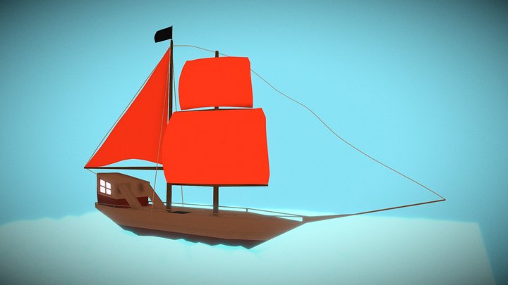 Low poly sailing boat 3D Model