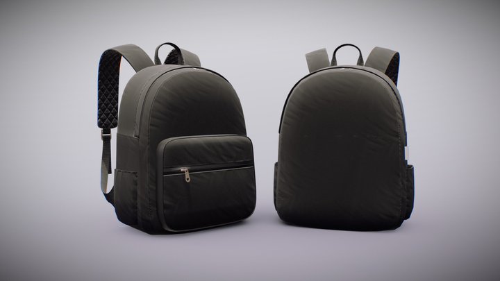 Black Urban fabric Backpack 3D Model