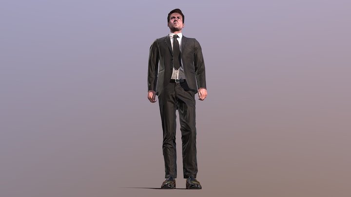 Black suit full body scan 3D Model