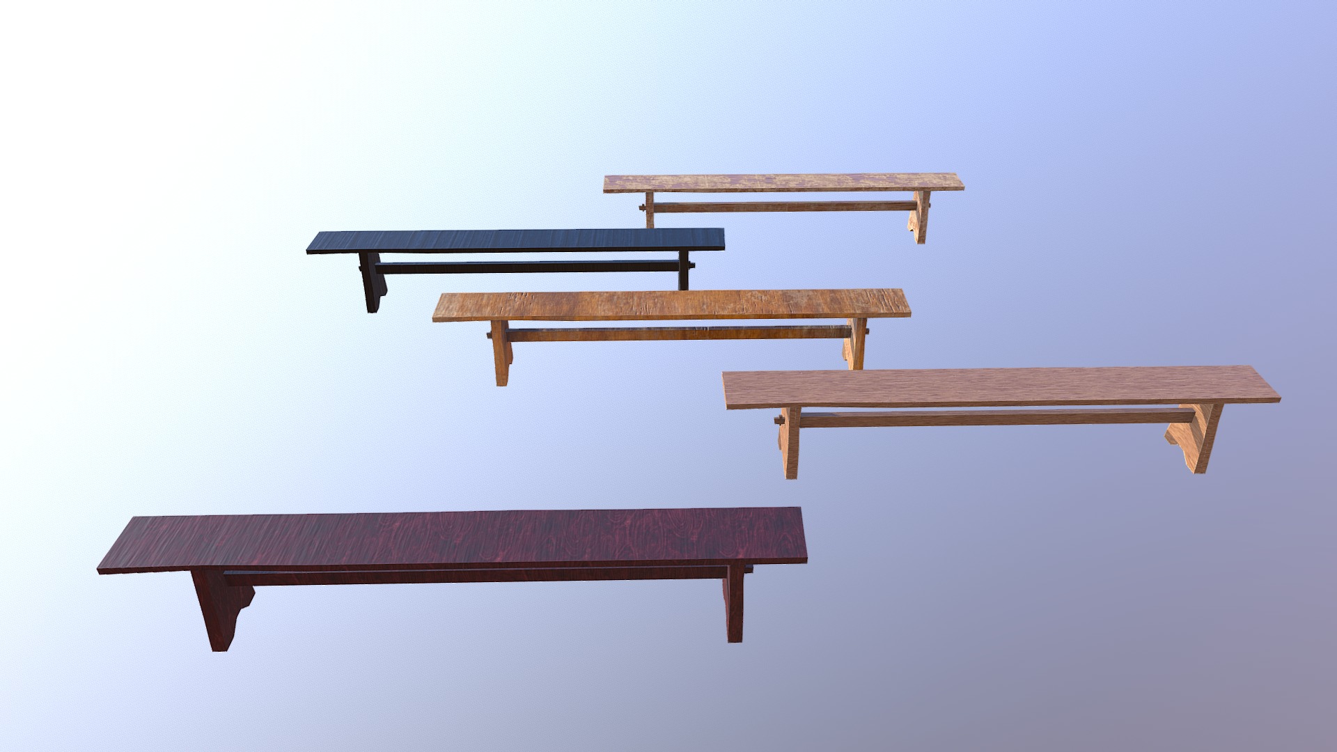 3D model Bench M02 – The Marquis Collection - This is a 3D model of the Bench M02 - The Marquis Collection. The 3D model is about a group of wooden tables.