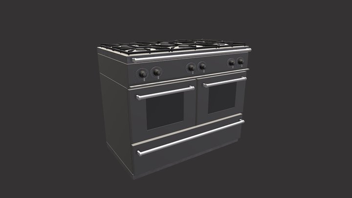 Gas Stove with Oven 3D Model