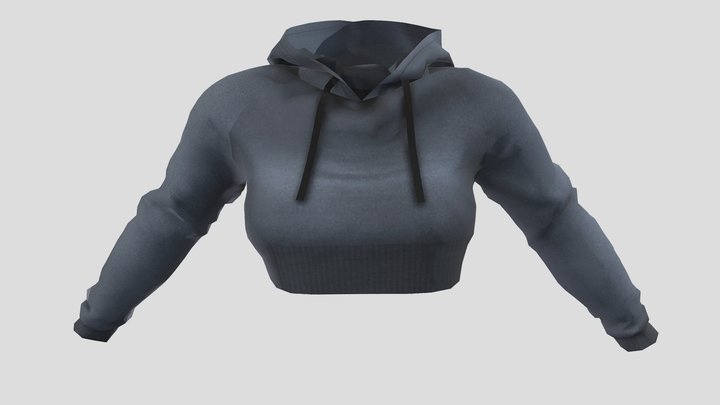 Female Cropped Hoodie Sweater 3D Model