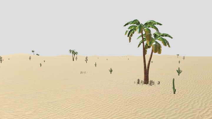 Desert Nature Low Poly Cartoon 3D Model