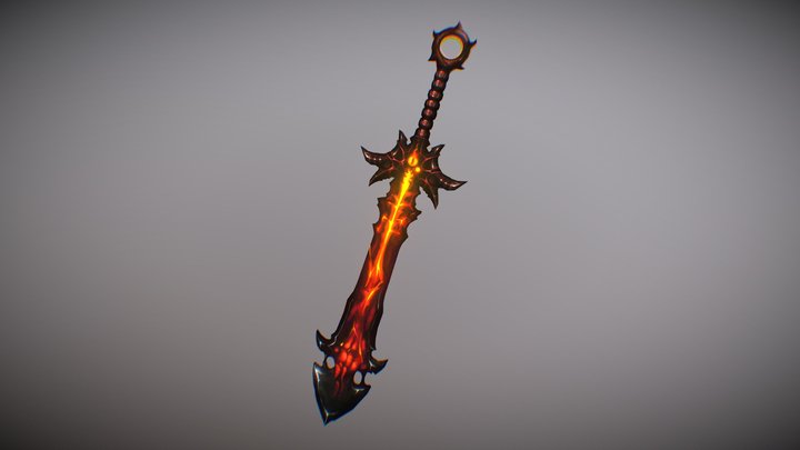 Handpainted Red Sword 3D Model