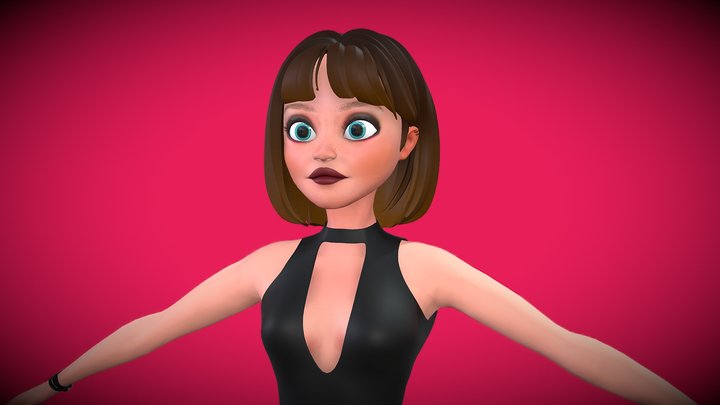 Stylized Cartoon Girl Rigged Character 3D Model