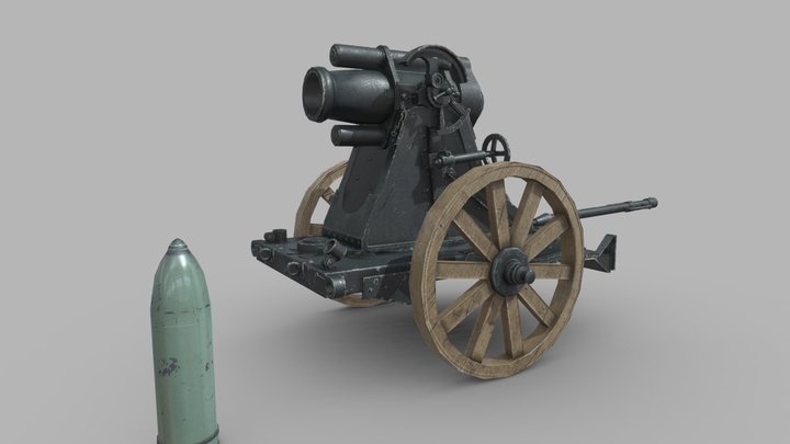 17 cm mittlerer Minenwerfer 3D Model