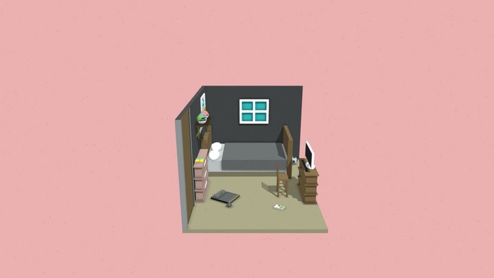 Teenager Bedroom 3D Model