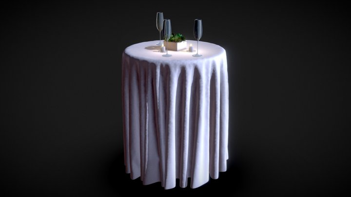 Furniture Table Coctail Round 30", 42" Tall 3D Model