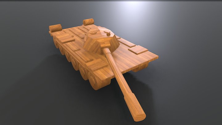Wooden Toy Tank 3D Model